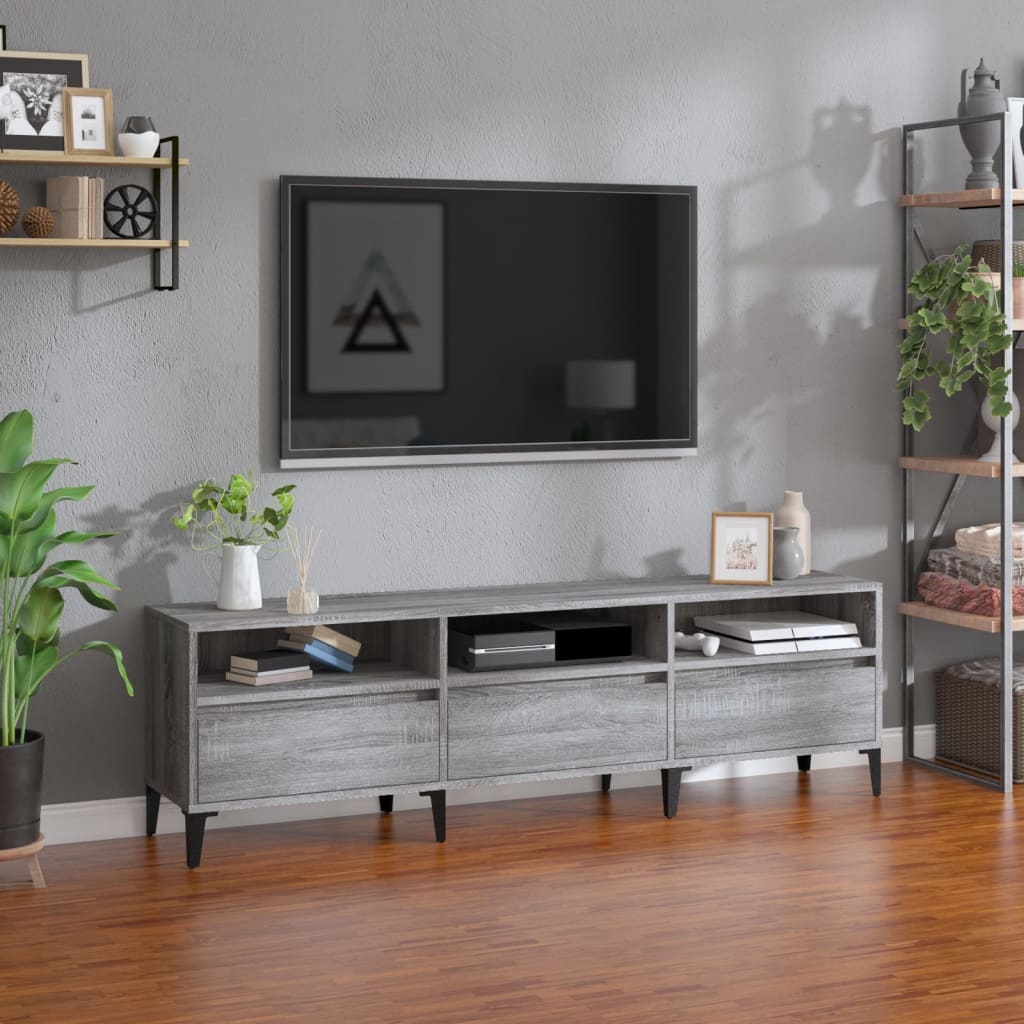 Meuble TV sonoma gris 150x30x44,5 cm bois d'ingénierie