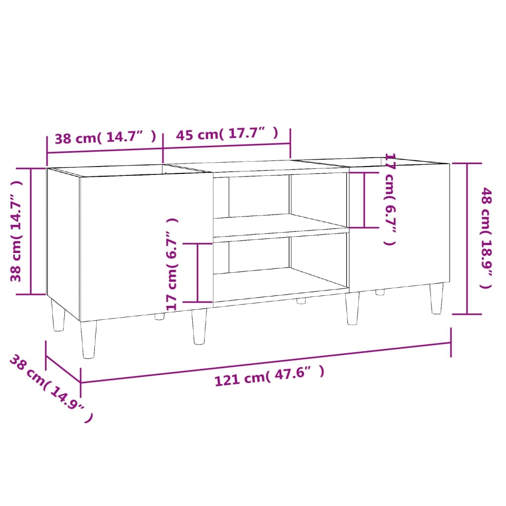 Armoire à disques blanc 121x38x48 cm bois d'ingénierie