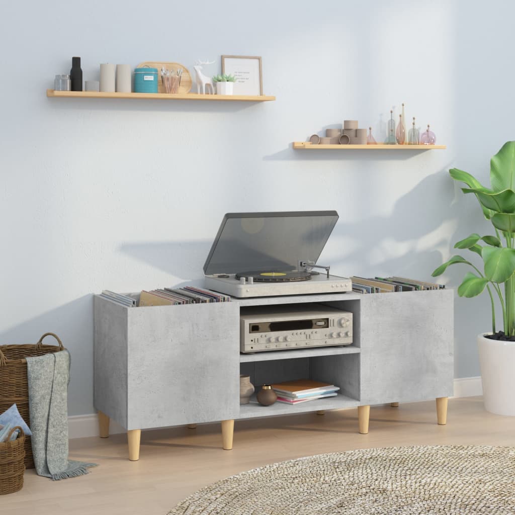 Armoire à disques gris béton 121x38x48 cm bois d'ingénierie