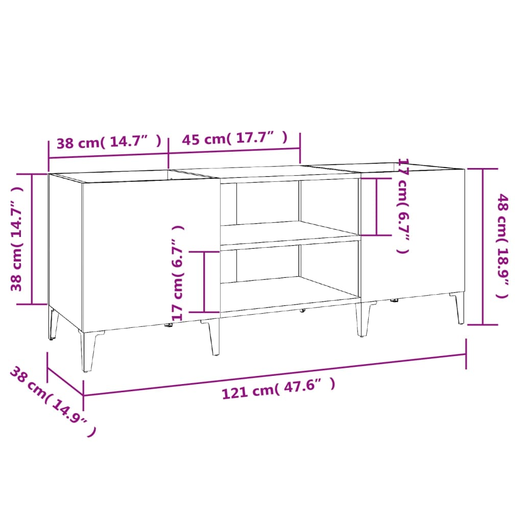 Armoire à disques blanc 121x38x48 cm bois d'ingénierie