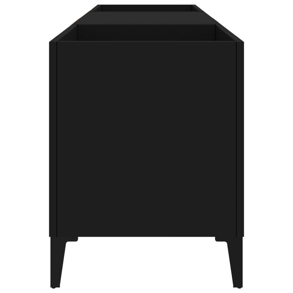 Armoire à disques noir 121x38x48 cm bois d'ingénierie