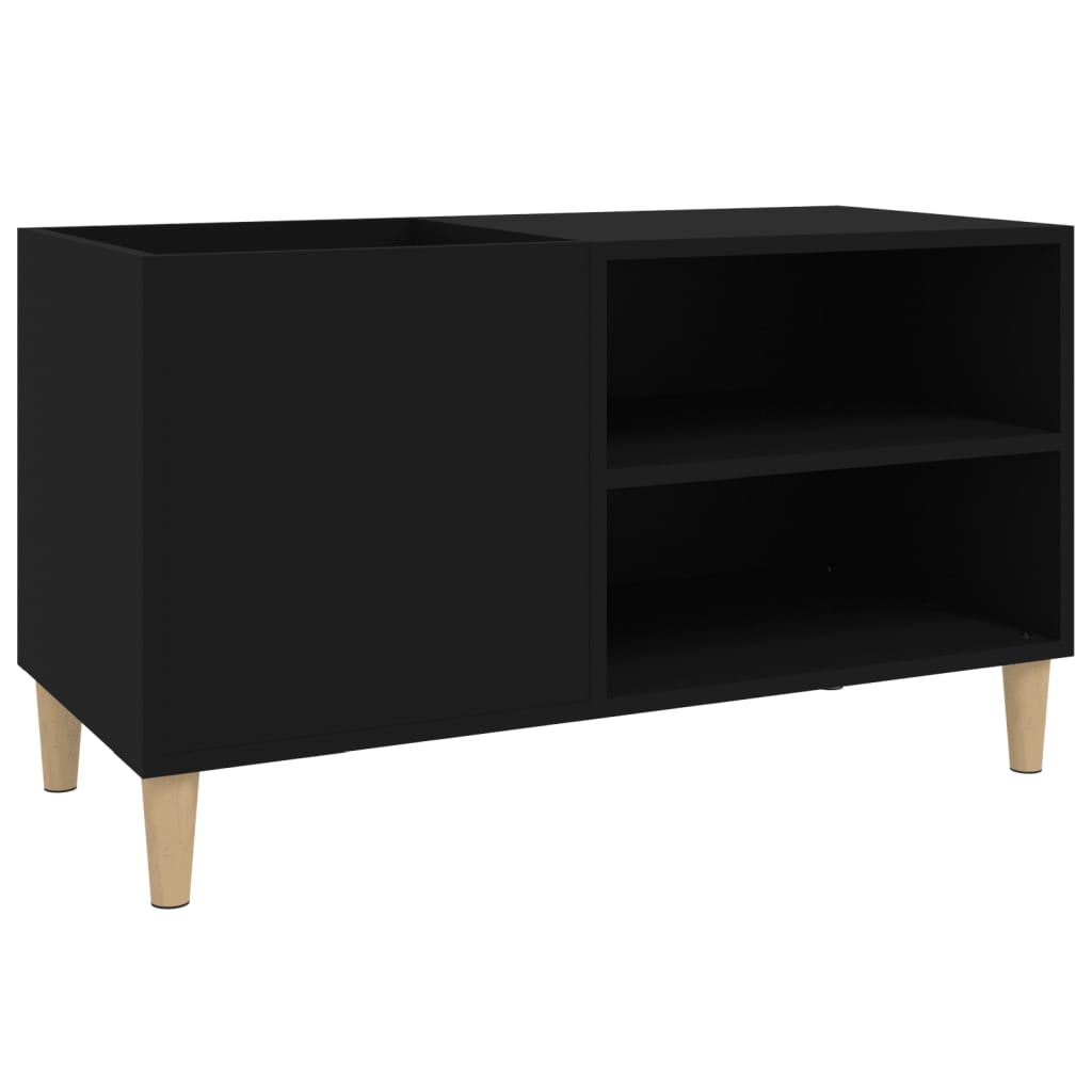 Black record cabinet 84.5x38x48 cm engineered wood