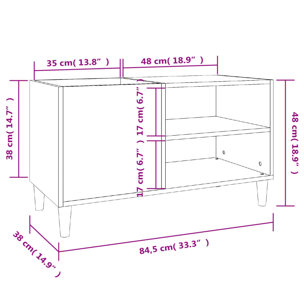 Armoire à disques noir 84,5x38x48 cm bois d'ingénierie