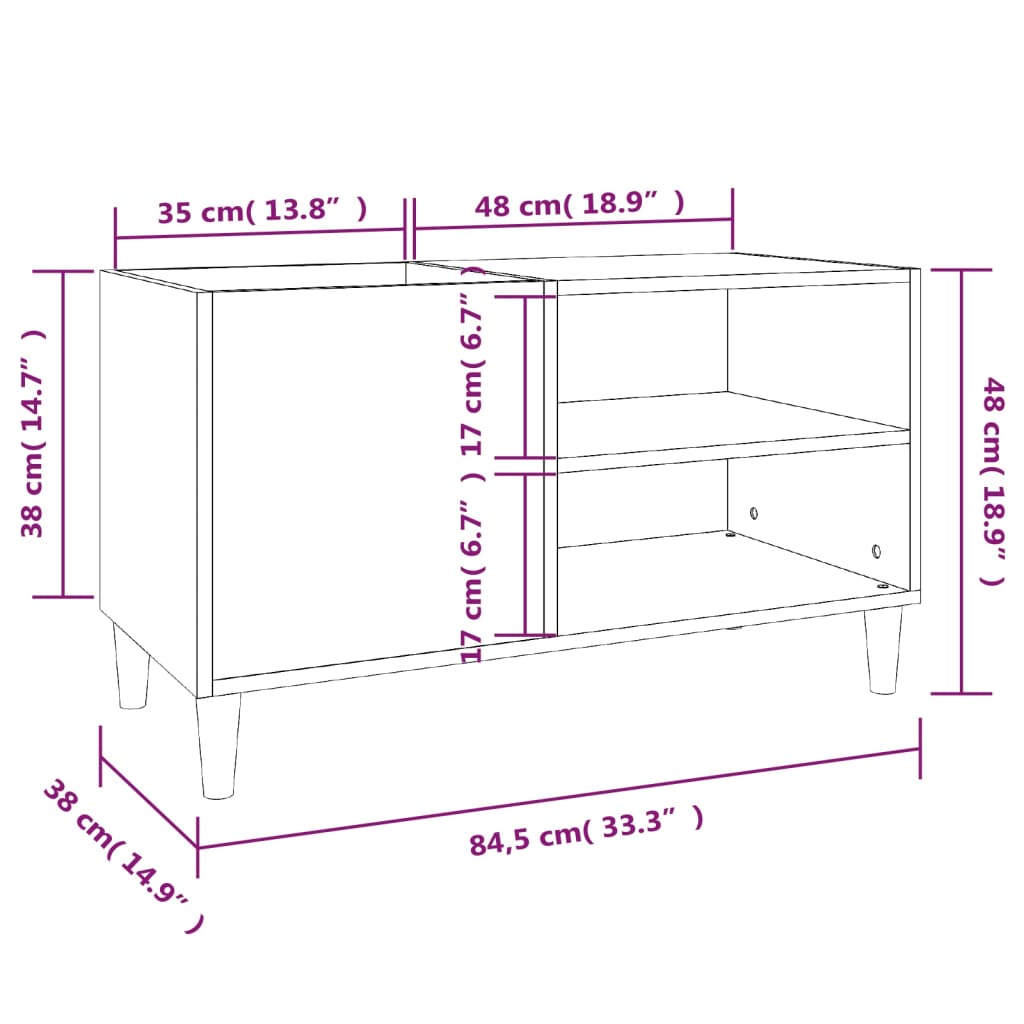 Armoire à disques blanc 84,5x38x48 cm bois d'ingénierie