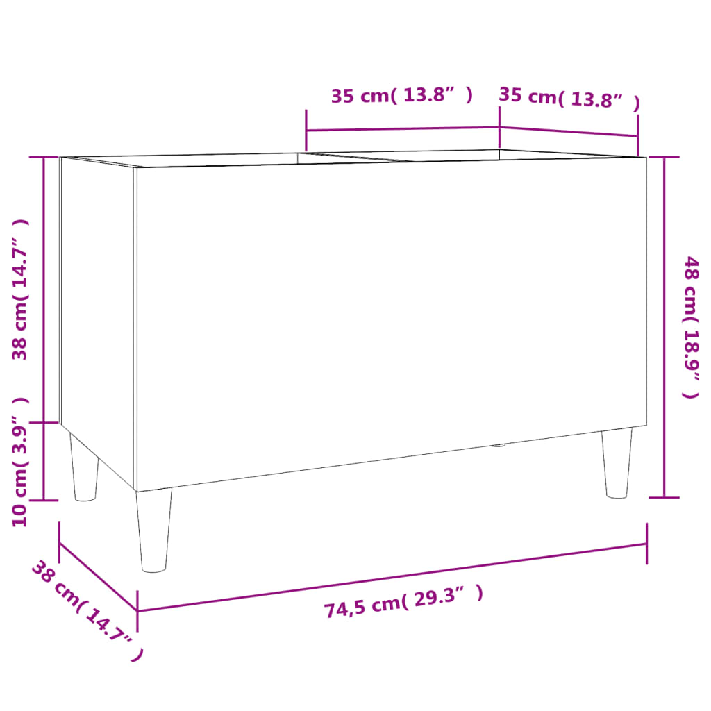 Armoire à disques blanc 74,5x38x48 cm bois d'ingénierie