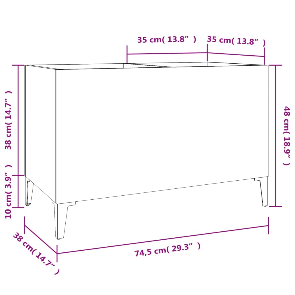 Armoire à disques noir 74,5x38x48 cm bois d'ingénierie