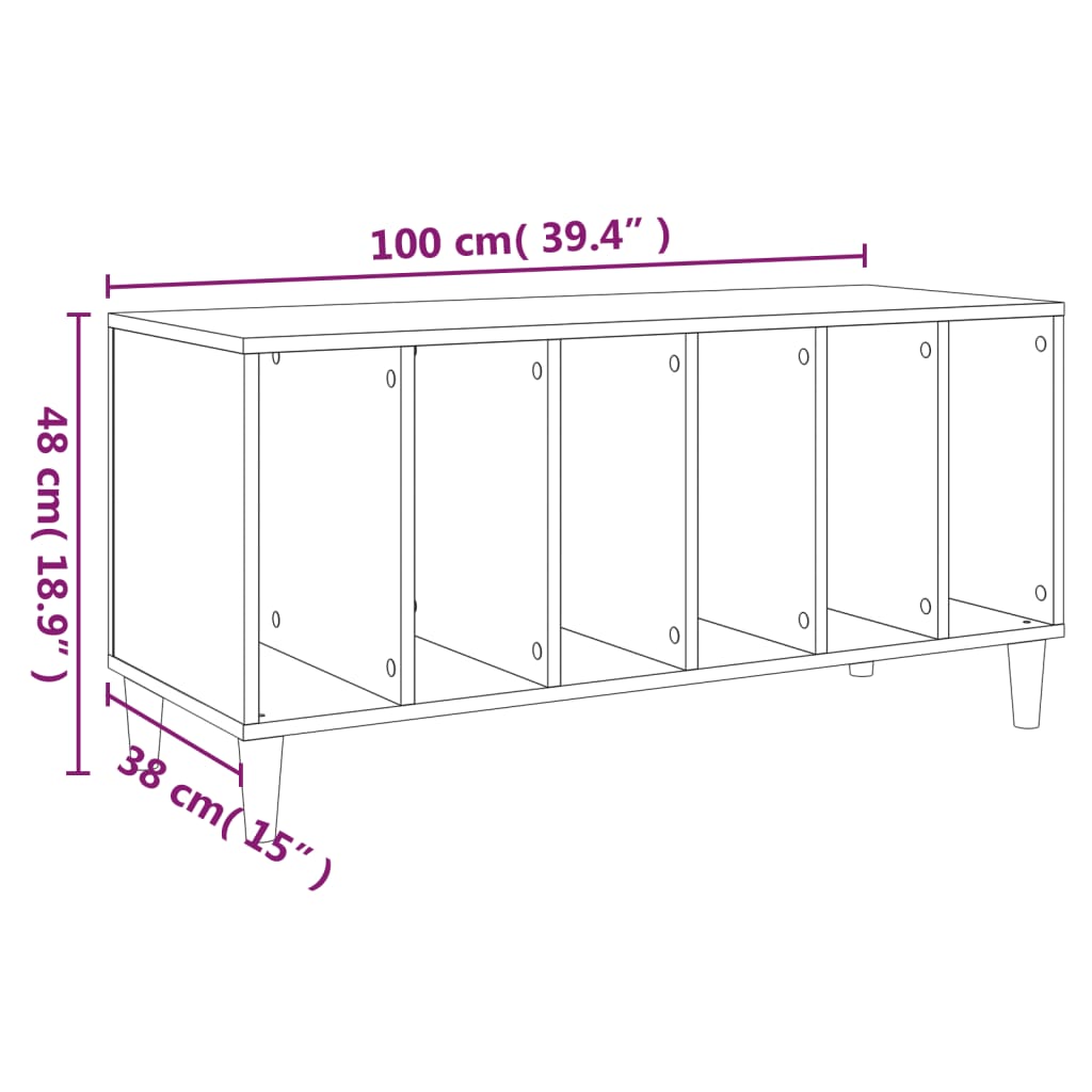 Armoire à disques chêne fumé 100x38x48 cm bois d'ingénierie