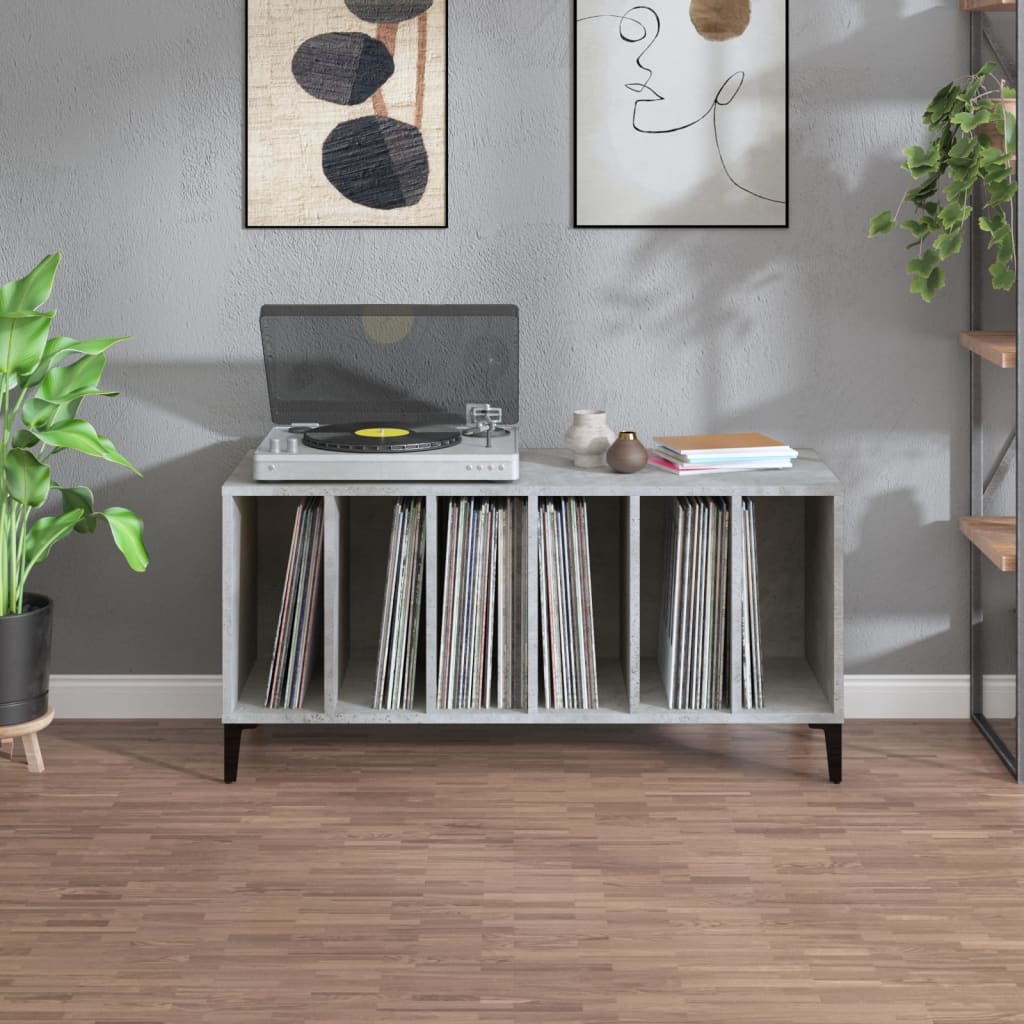 Concrete gray record cabinet 100x38x48 cm engineered wood