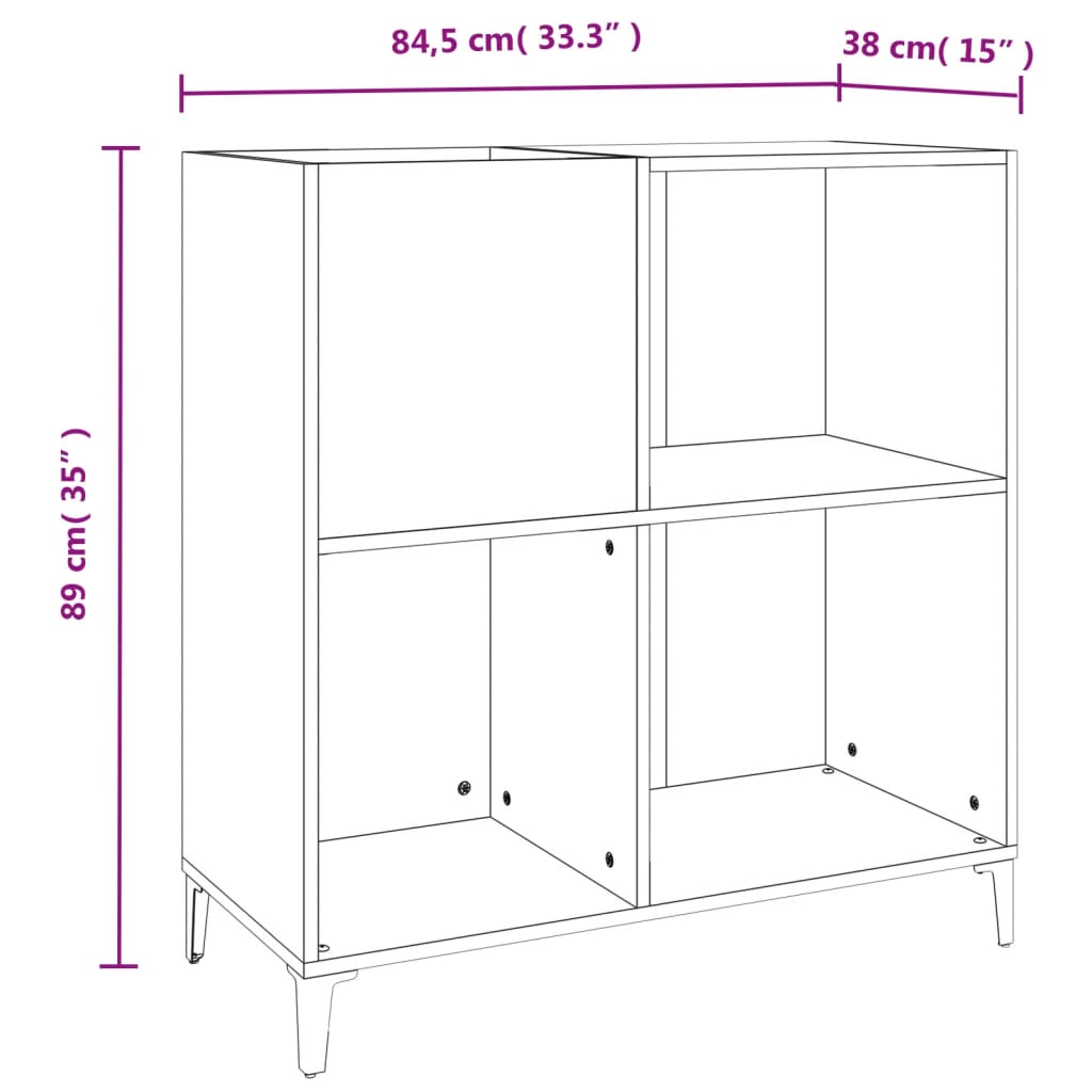 Armoire à disques noir 84,5x38x89 cm bois d'ingénierie