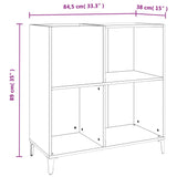 Armoire à disques noir 84,5x38x89 cm bois d'ingénierie