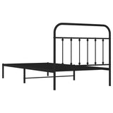 Cadre de lit métal sans matelas avec tête de lit noir 100x200cm