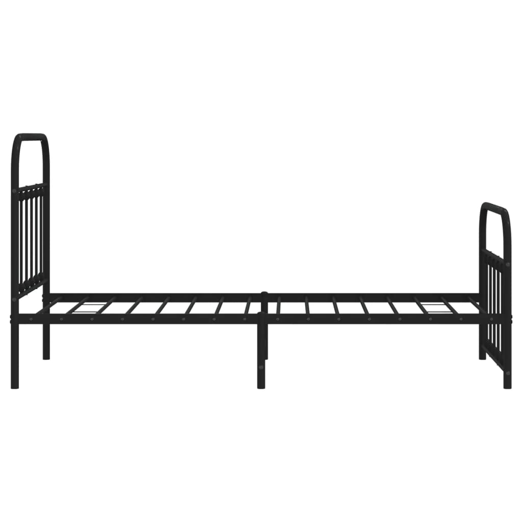 Cadre de lit métal sans matelas avec pied de lit noir 90x200 cm