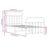 Cadre de lit métal sans matelas avec pied de lit noir 90x200 cm