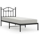 Cadre de lit métal sans matelas avec tête de lit noir 80x200 cm