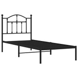 Cadre de lit métal sans matelas avec tête de lit noir 80x200 cm