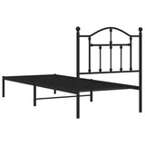 Cadre de lit métal sans matelas avec tête de lit noir 80x200 cm