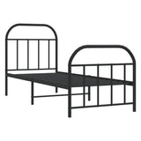 Cadre de lit métal sans matelas avec pied de lit noir 75x190 cm