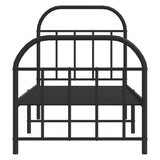 Cadre de lit métal sans matelas avec pied de lit noir 75x190 cm