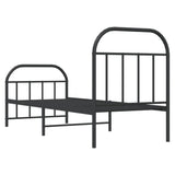 Cadre de lit métal sans matelas avec pied de lit noir 75x190 cm