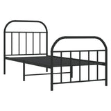 Metal bed frame without mattress with black footboard 90x200 cm