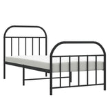 Metal bed frame without mattress with black footboard 90x200 cm