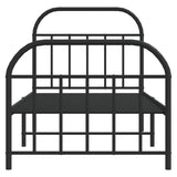 Metal bed frame without mattress with black footboard 90x200 cm