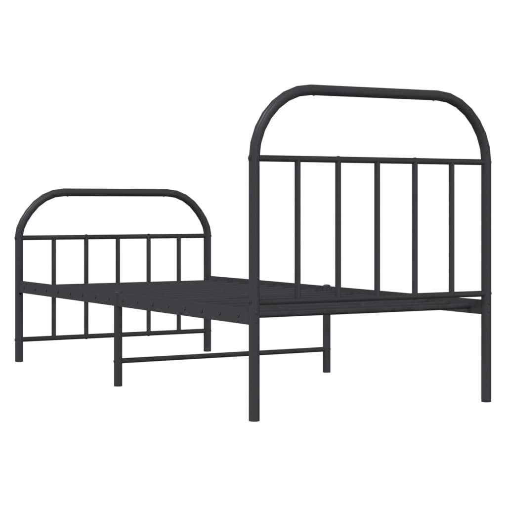 Metal bed frame without mattress with black footboard 90x200 cm