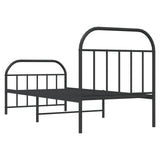 Metal bed frame without mattress with black footboard 90x200 cm