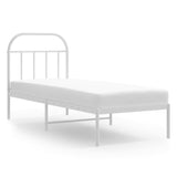 Cadre de lit métal sans matelas avec tête de lit blanc 75x190cm