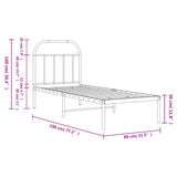 Cadre de lit métal sans matelas avec tête de lit blanc 75x190cm