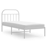 Cadre de lit métal sans matelas avec tête de lit blanc 80x200cm