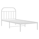 Cadre de lit métal sans matelas avec tête de lit blanc 80x200cm