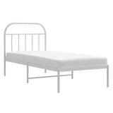 Cadre de lit métal sans matelas avec tête de lit blanc 80x200cm