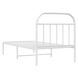 Cadre de lit métal sans matelas avec tête de lit blanc 80x200cm