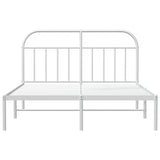 Metal bed frame without mattress and white headboard 160x200 cm