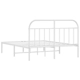 Metal bed frame without mattress and white headboard 160x200 cm