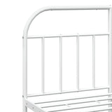 Metal bed frame without mattress and white headboard 160x200 cm