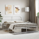 Metal bed frame without mattress and white headboard 160x200 cm