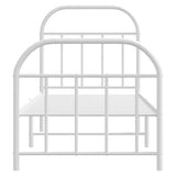 Cadre de lit métal sans matelas avec pied de lit blanc 75x190cm