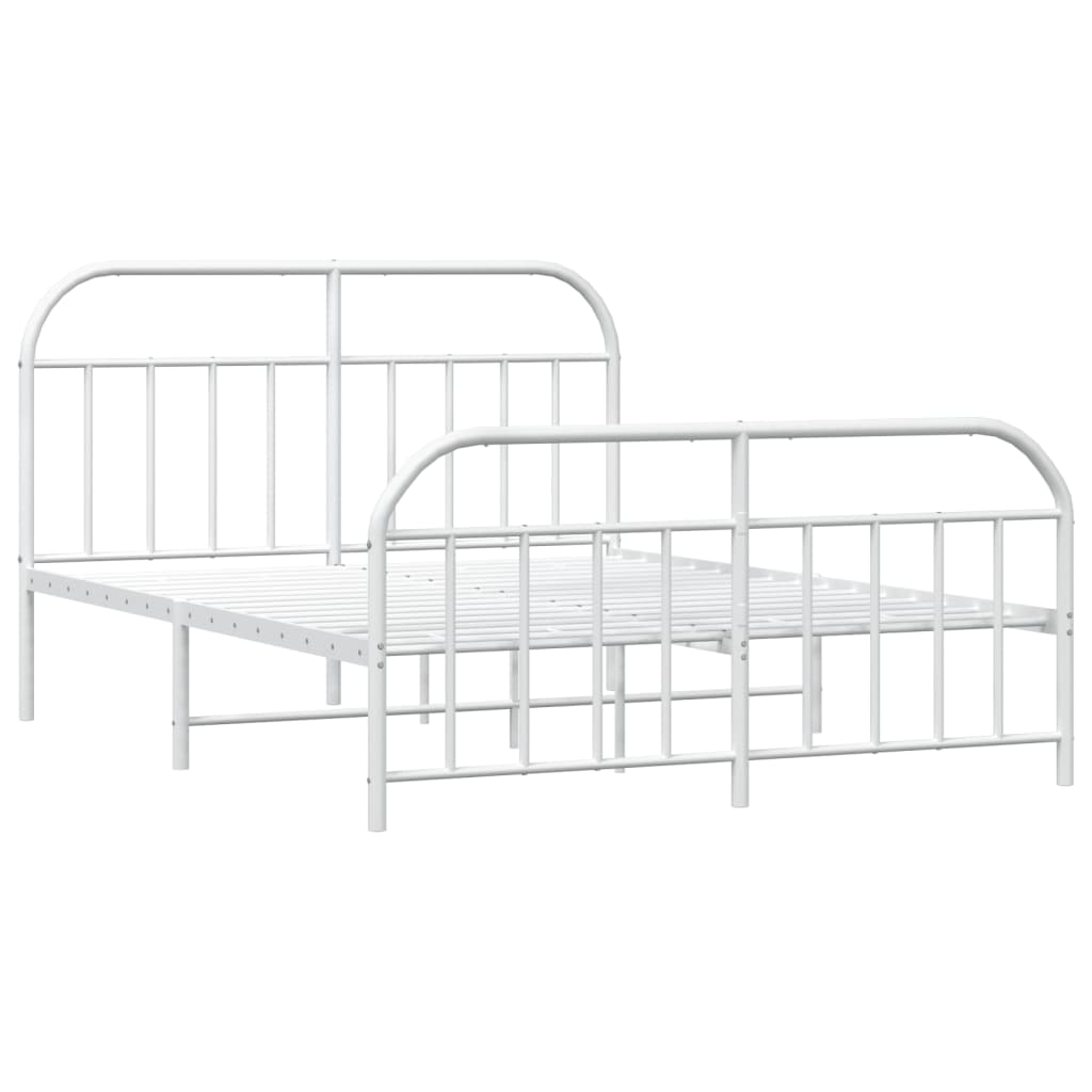 Metal bed frame without mattress and white footboard 160x200 cm