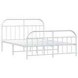 Metal bed frame without mattress and white footboard 160x200 cm