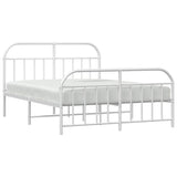 Metal bed frame without mattress and white footboard 160x200 cm