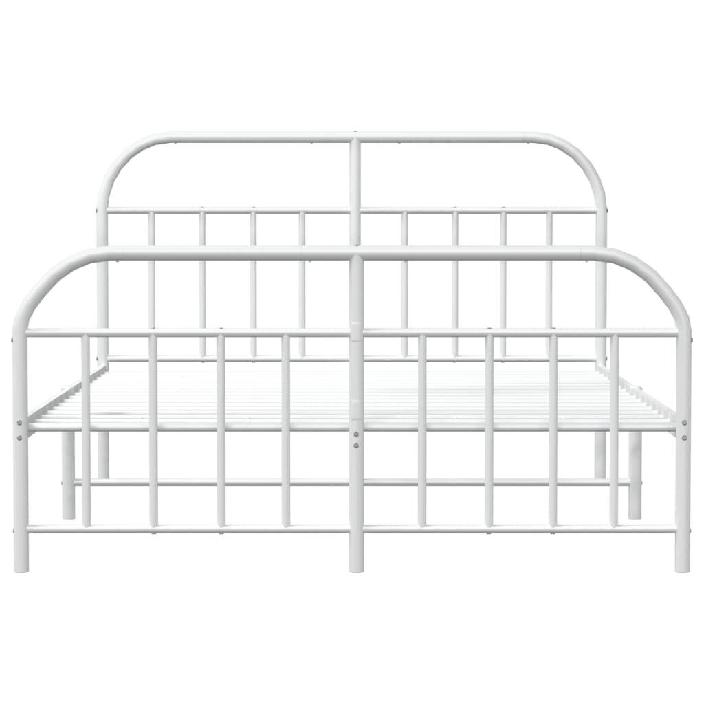 Metal bed frame without mattress and white footboard 160x200 cm