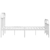 Metal bed frame without mattress and white footboard 160x200 cm