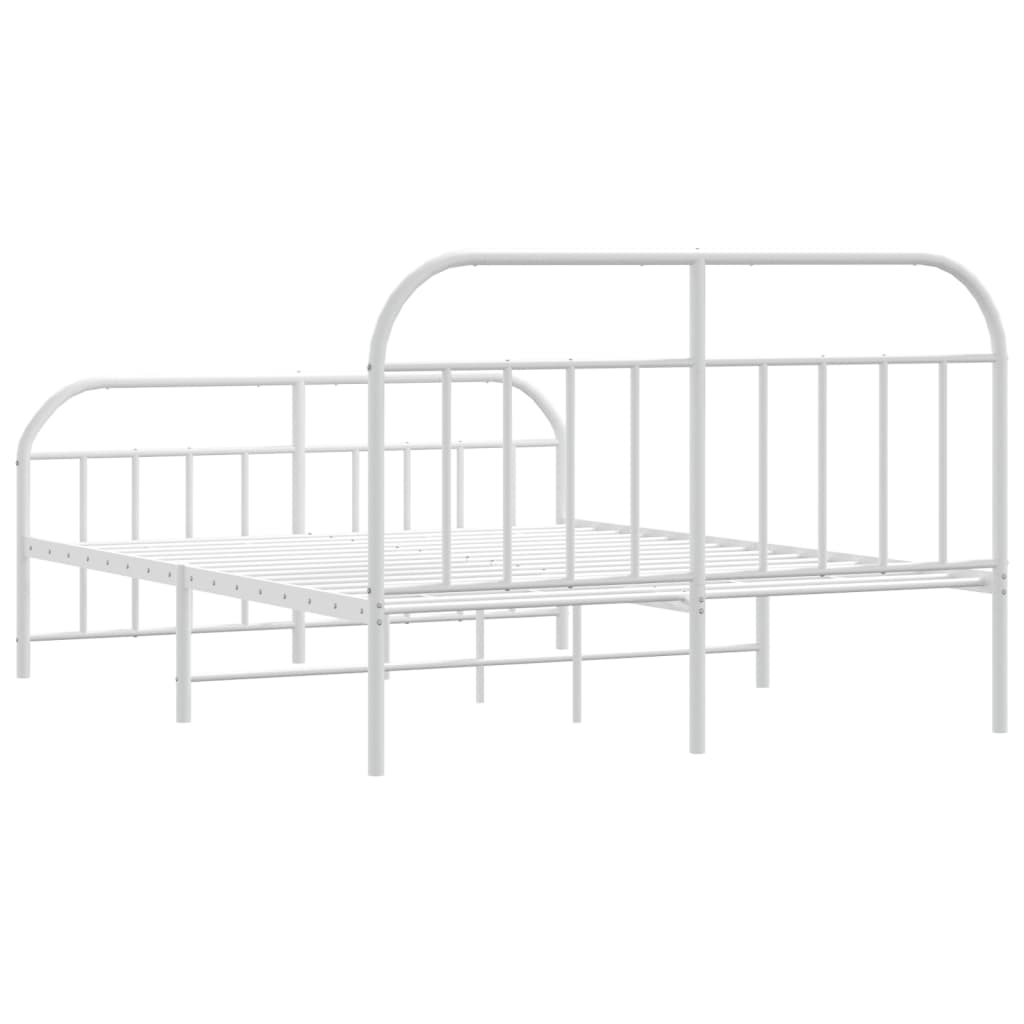 Metal bed frame without mattress and white footboard 160x200 cm