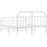 Metal bed frame without mattress and white footboard 160x200 cm