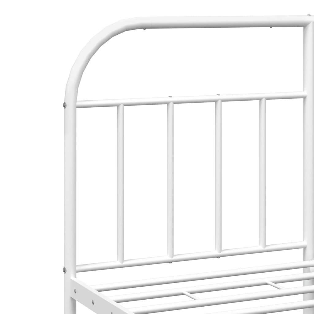 Metal bed frame without mattress and white footboard 160x200 cm