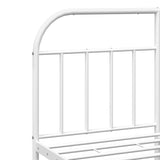 Metal bed frame without mattress and white footboard 160x200 cm