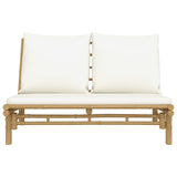 Banc de jardin avec coussins blanc crème bambou