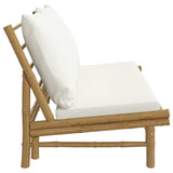 Banc de jardin avec coussins blanc crème bambou